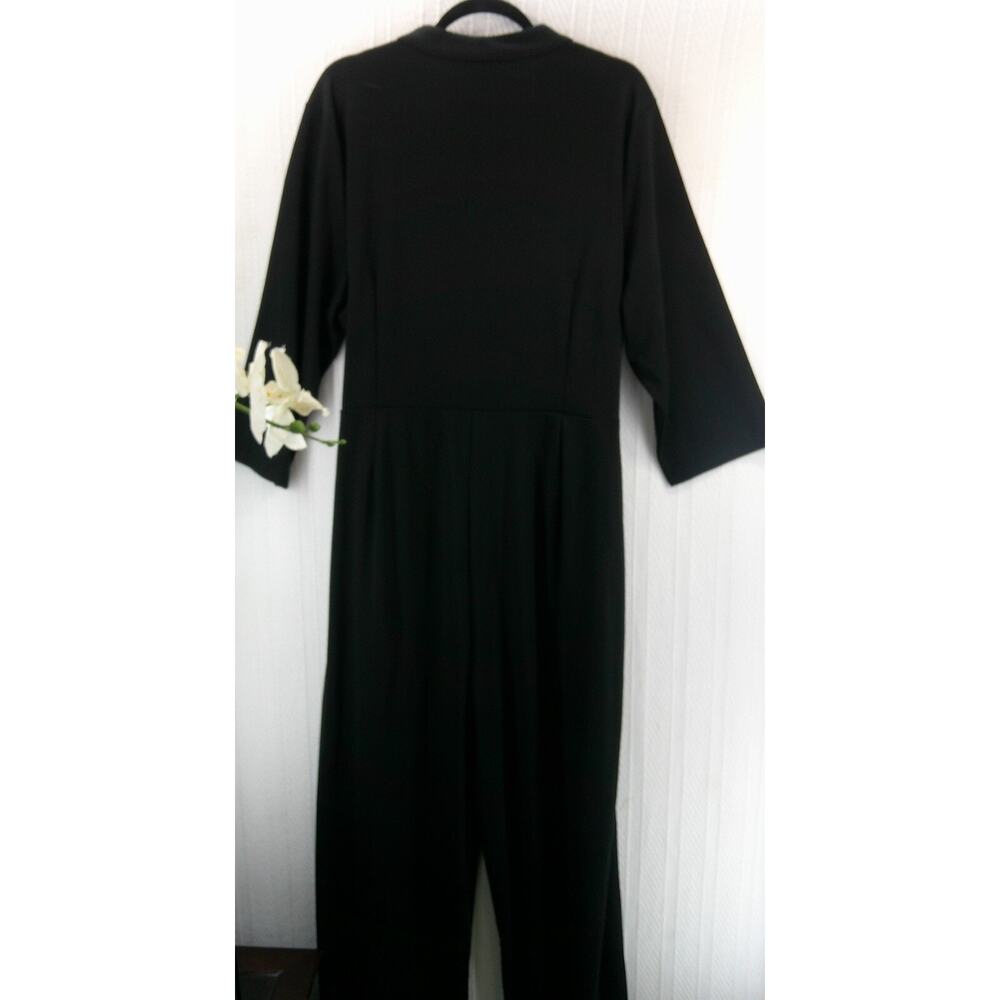 Liz Claiborne Black Jumpsuit Side Pockets 3/4 Sleeves-Women's 2XL NWT RTL $89 - Picture 3 of 9